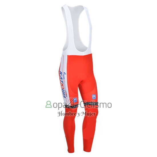 Katusha Ropa Ciclismo Culotte Largo 2013 Mangas Largas Blanco y Rojo